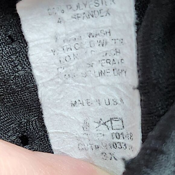 CHICSOUL Eyelet Babydoll Shirt Womens 3X Black 3/4 Sleeves Ruffles Pullover USA - Picture 5 of 8